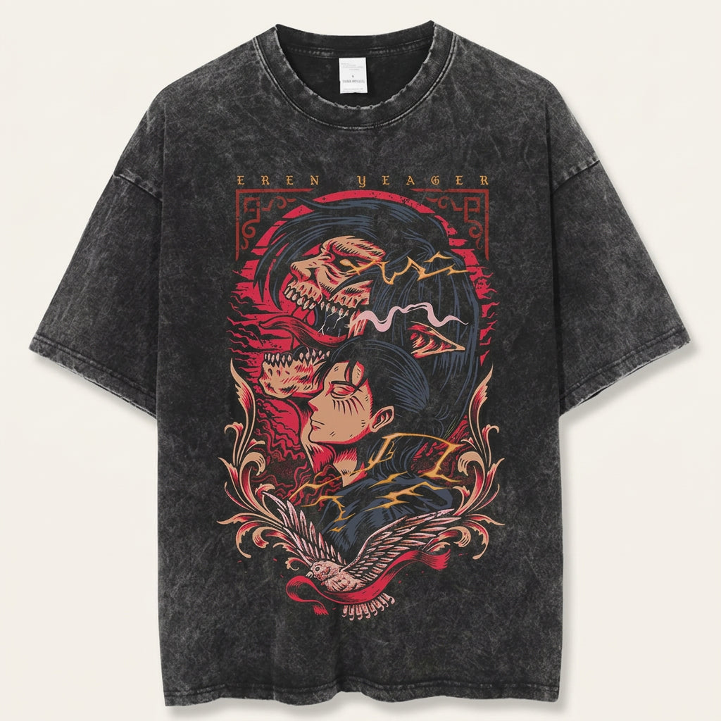 Red Floral Tanjiro Vintage Tee