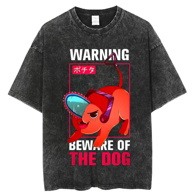 Cartoon Pochita Warning Tee