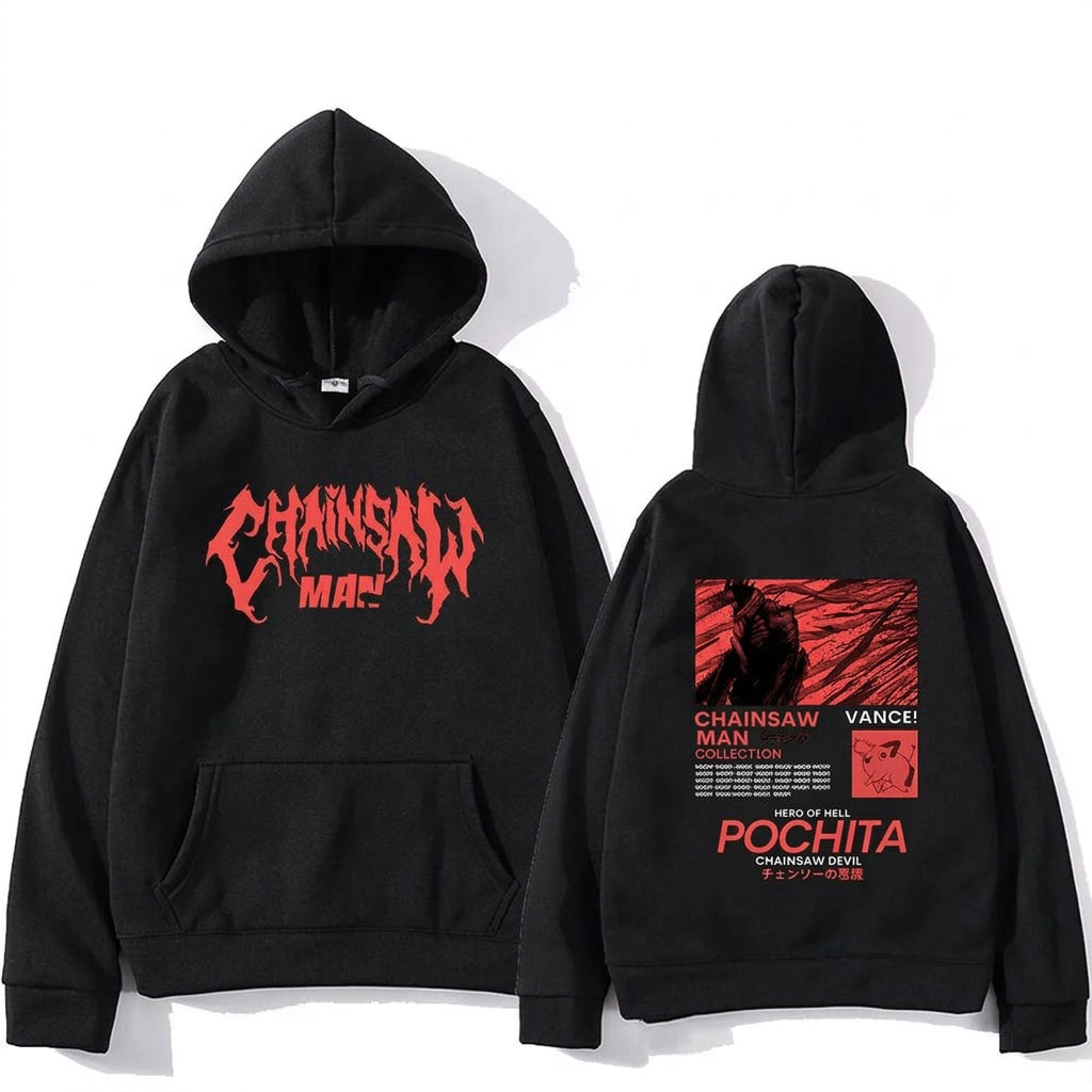 Pochita Red Print Hoodie