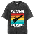 Retro Rainbow Chainsaw Slogan Tee