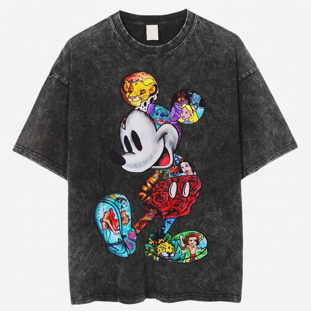 Rainbow Cartoon Mickey Collage Tee
