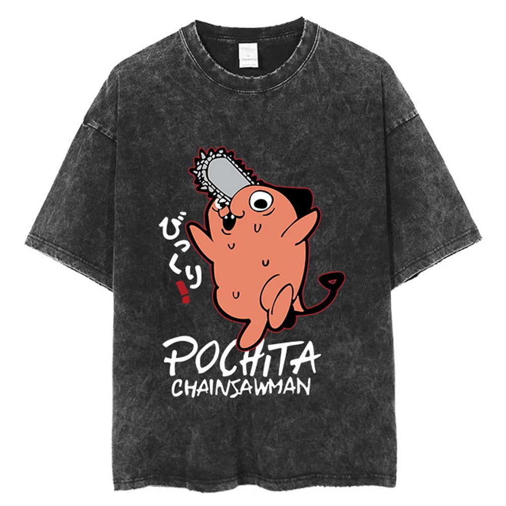 Cartoon Pochita Hand Drawn Tee
